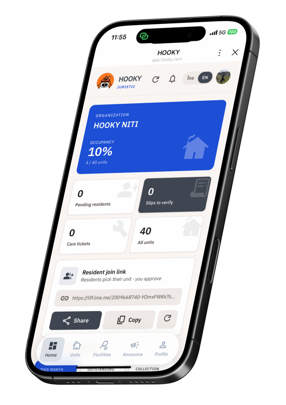 HOOKY resident dashboard on LINE